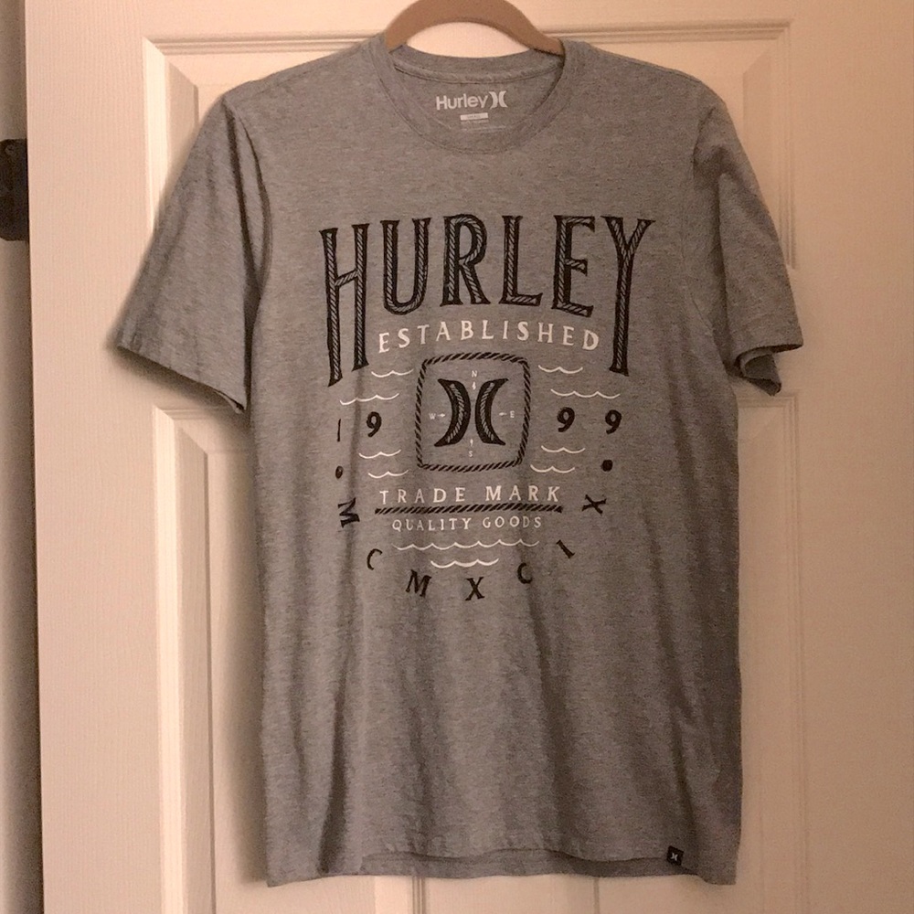 Hurley Logo Graphic Tee - Grey - Size Small